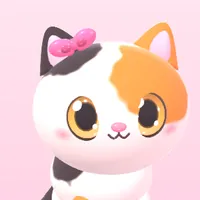 Calico cat wearing a pink bow