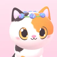 Calico cat wearing a crown of hydrangeas