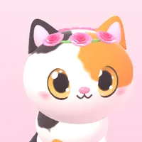 Calico cat wearing a crown of roses