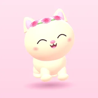 Cream cat smiling in a rose crown