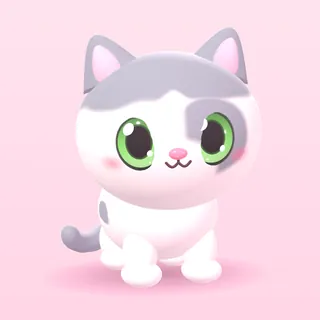 White cat with soft grey patches and green eyes