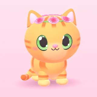 Orange tabby cat with a rose crown