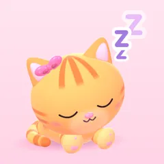 Orange tabby curled up asleep with Zzz's